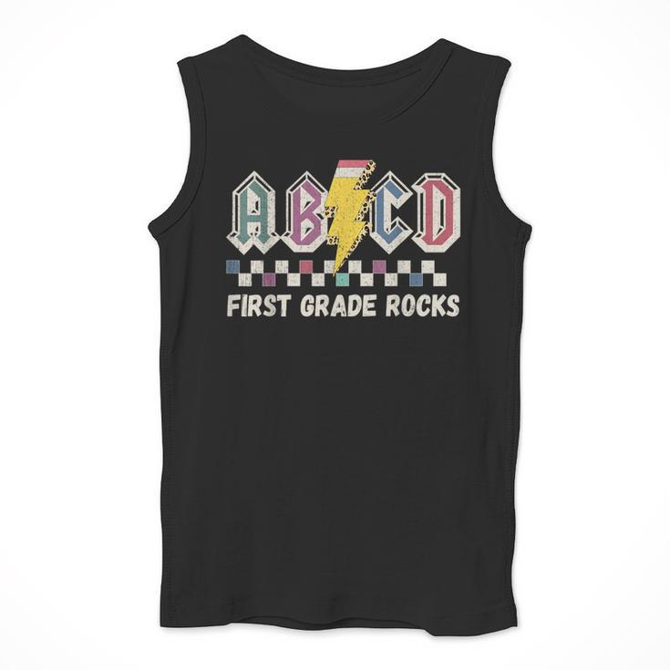 First Grade Rocks Teachers Back To School ABCD Rock Students Men Tank Top, First Grade Teacher Gifts, funny design First Grade Rocks Teachers Back To School ABCD Rock Students Men Tank Top, First Grade Teacher Gifts, funny design