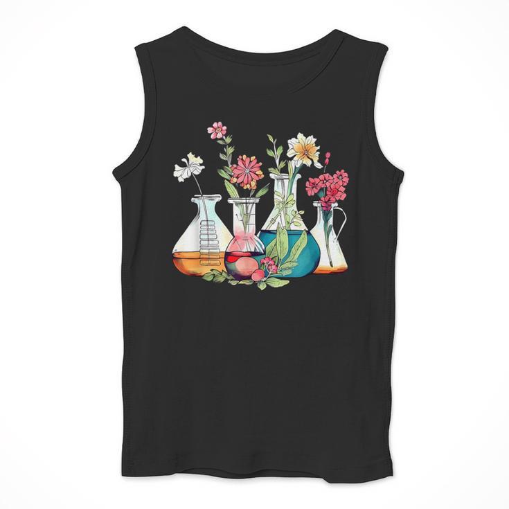 Floral Beakers Chemistry Lab Teacher Men Tank Top, funny design