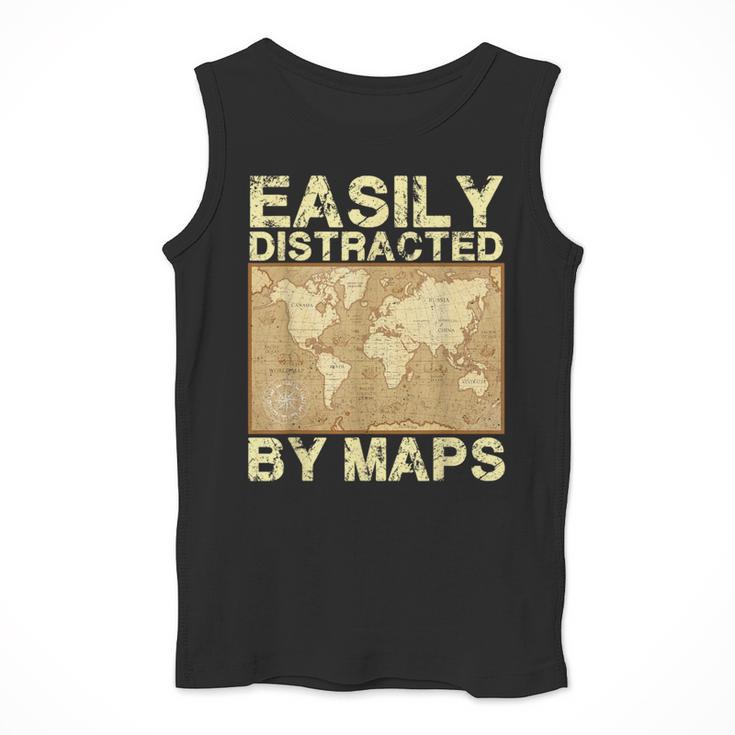 Geography Teacher Easily Distracted By Maps Men Tank Top, funny design