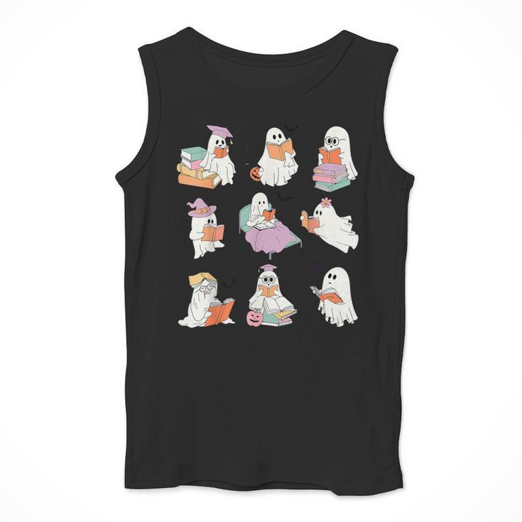 Ghost Book Reading Halloween Books Lover Teacher Kids Men Tank Top, funny design Ghost Book Reading Halloween Books Lover Teacher Kids Men Tank Top, funny design