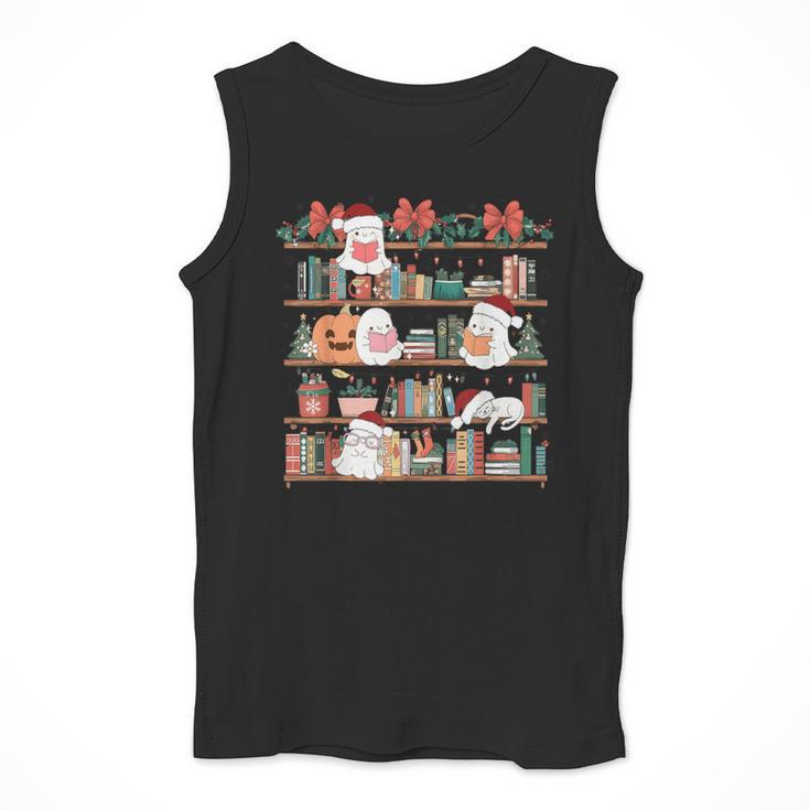 Ghost Christmas Reading Book Lover Library Christmas Teacher Men Tank Top, funny design Ghost Christmas Reading Book Lover Library Christmas Teacher Men Tank Top, funny design