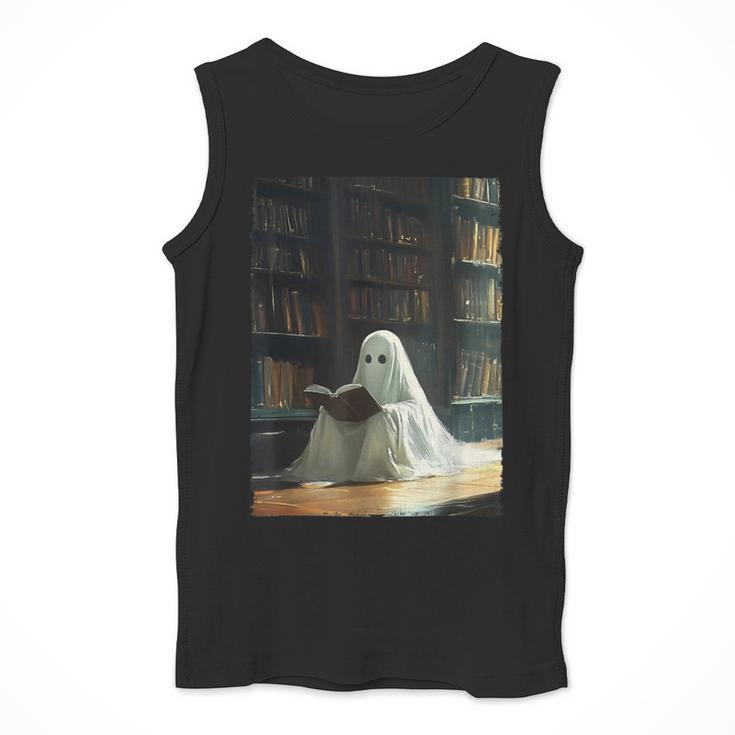 Ghost Library Halloween Book Reading Books Lover Teacher Men Tank Top, funny design