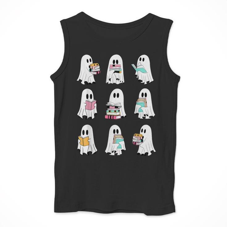 Ghost Reading Books Spooky Librarian Teacher Women Men Tank Top, funny design Ghost Reading Books Spooky Librarian Teacher Women Men Tank Top, funny design