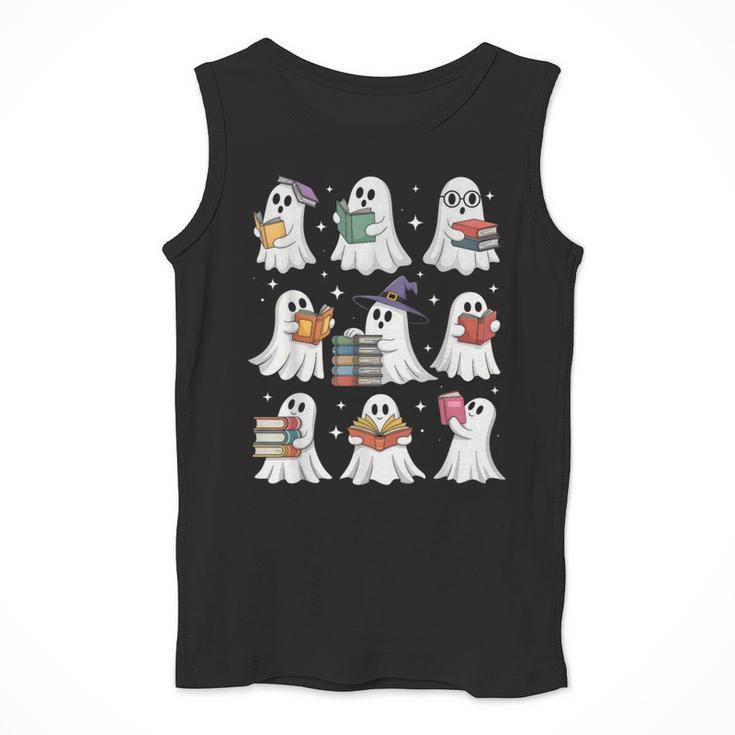 Ghost Reading Teacher Halloween Costume Librarian Book Lover Men Tank Top, funny design Ghost Reading Teacher Halloween Costume Librarian Book Lover Men Tank Top, funny design