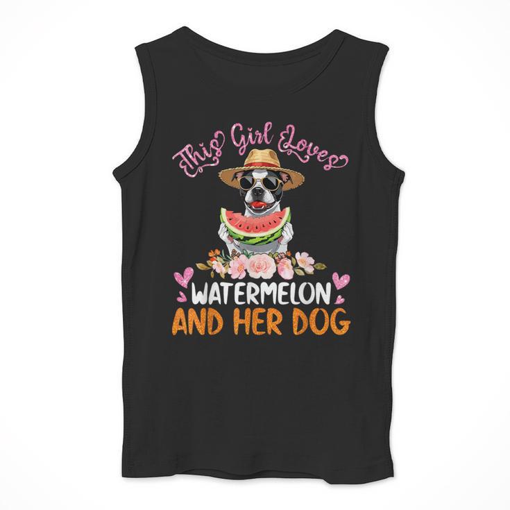 This Girl Loves Watermelon And Her Boston Terrier Dog Mother Men Tank Top, funny design