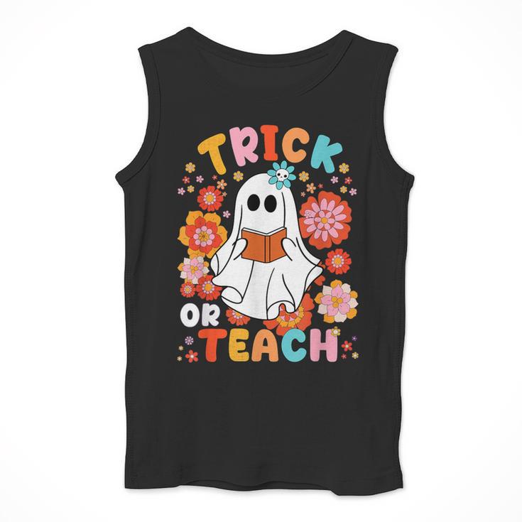 Groovy Halloween Trick Or Teach Retro Floral Ghost Teacher For Men Women Kids Men Tank Top, Groovy Teacher Gifts, funny design Groovy Halloween Trick Or Teach Retro Floral Ghost Teacher For Men Women Kids Men Tank Top, Groovy Teacher Gifts, funny design