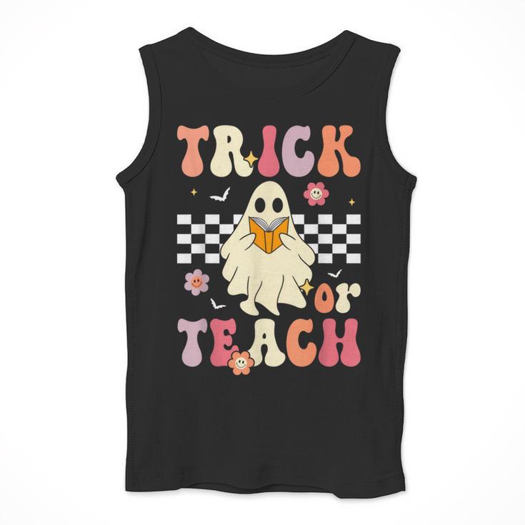 Groovy Teacher Halloween Retro Trick Or Teach Floral Ghost Men Tank Top, Groovy Teacher Gifts, funny design Groovy Teacher Halloween Retro Trick Or Teach Floral Ghost Men Tank Top, Groovy Teacher Gifts, funny design