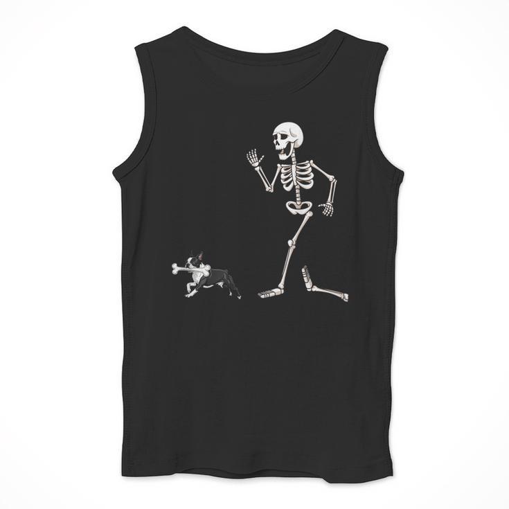 Halloween Boston Terrier And Skeleton Men Tank Top, Boston Terrier Halloween Gifts, funny design