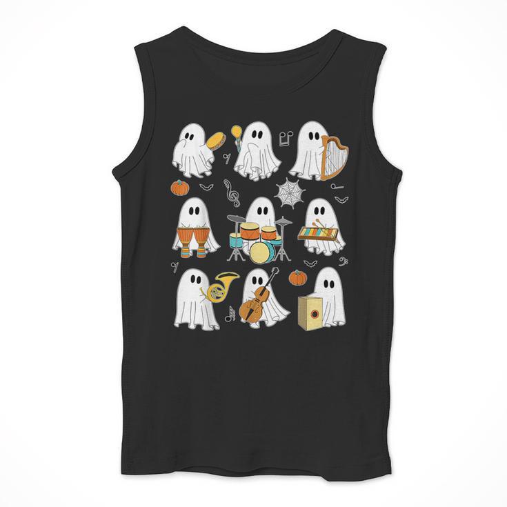 Halloween Ghost Music Teacher Playing Instruments Men Tank Top, funny design