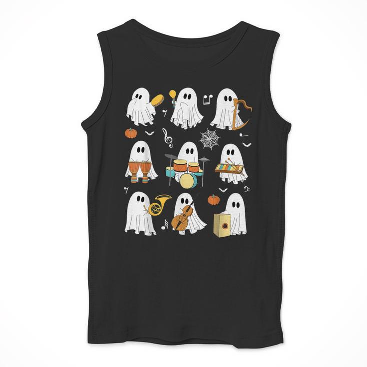 Halloween Ghost Playing Musical Instruments Music Teacher Men Tank Top, funny design Halloween Ghost Playing Musical Instruments Music Teacher Men Tank Top, funny design