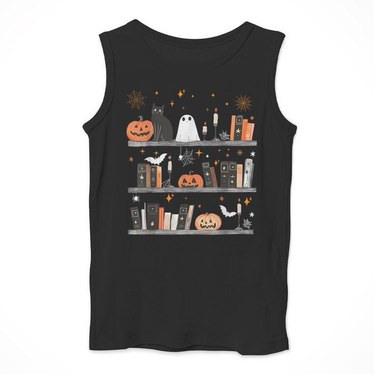Halloween Library Ghost Books Teacher Spooky Trick Or Teach Men Tank Top, funny design