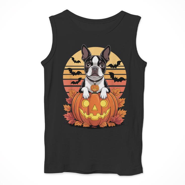 Halloween Retro Boston Terrier Men Tank Top, Boston Terrier Halloween Gifts, funny design
