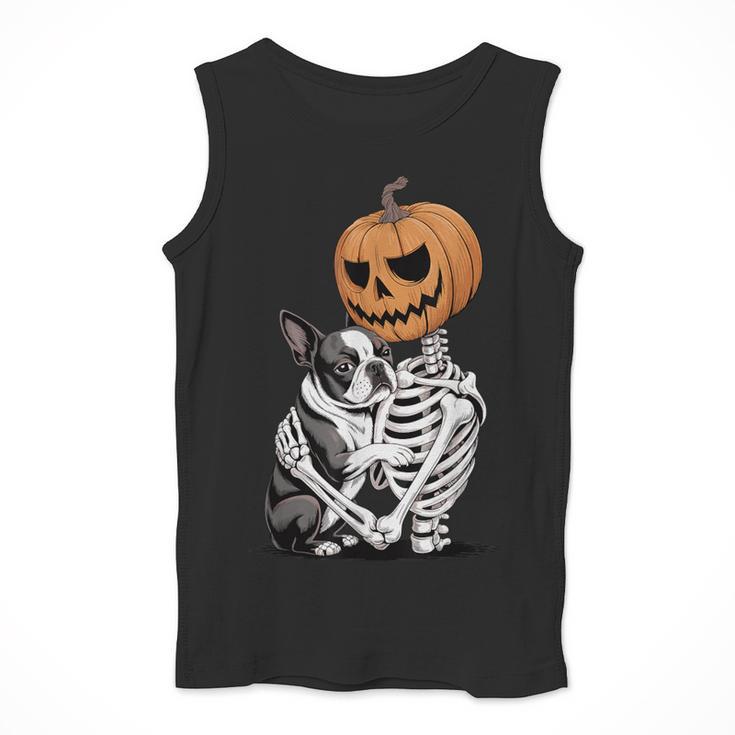 Halloween Skeleton Boston Terrier Men Tank Top, Boston Terrier Halloween Gifts, funny design
