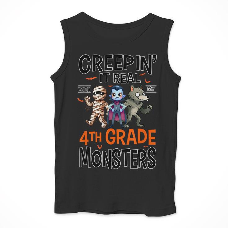 Halloween Teacher Creepin It Real With My 4th Grade Monsters Men Tank Top, 4th Grade Teacher Gifts, funny design Halloween Teacher Creepin It Real With My 4th Grade Monsters Men Tank Top, 4th Grade Teacher Gifts, funny design