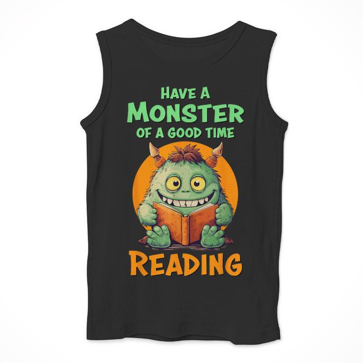 Halloween Teacher Librarian Monster Reading Books Men Women Kids Men Tank Top, funny design