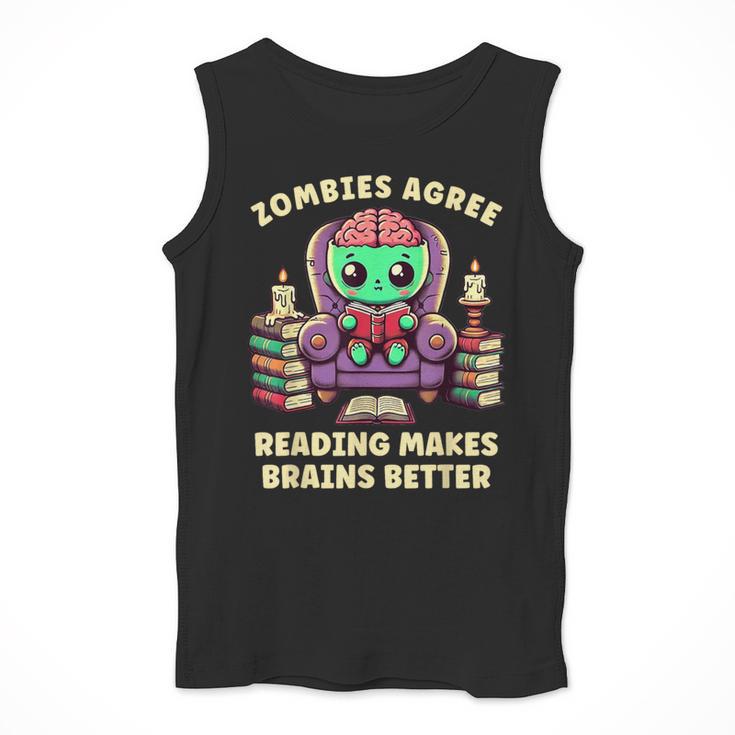 Halloween Teacher Zombie Reading Is Good For Brains Men Tank Top, funny design Halloween Teacher Zombie Reading Is Good For Brains Men Tank Top, funny design