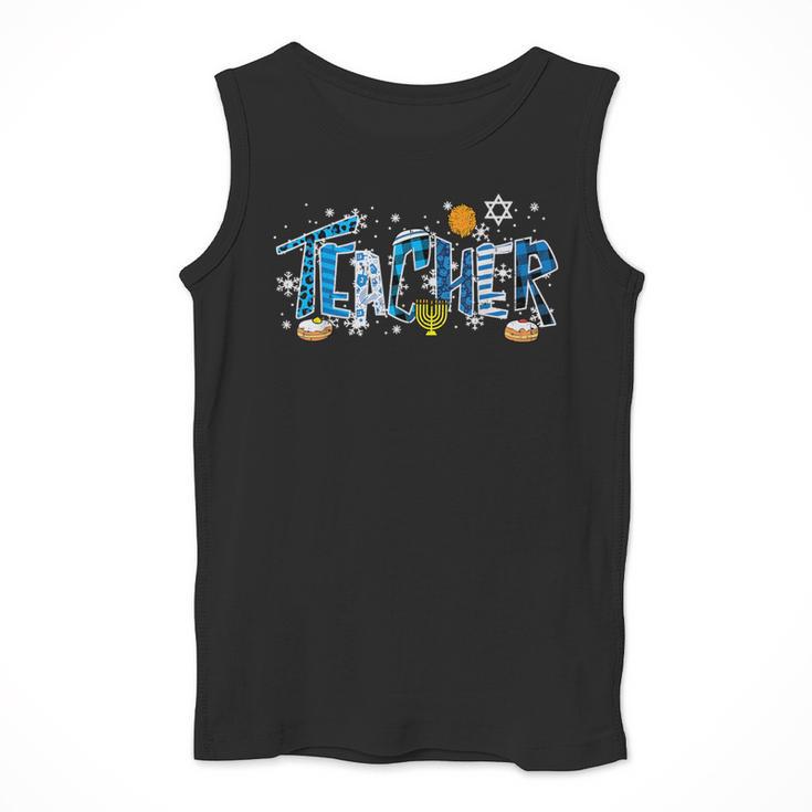 Hanukkah Leopard Plaid Teacher Chanukah Jewish Women Men Men Tank Top, funny design