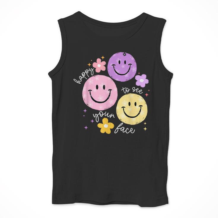 Happy To See Your Face Teacher Flower Back To School Men Tank Top, funny design Happy To See Your Face Teacher Flower Back To School Men Tank Top, funny design