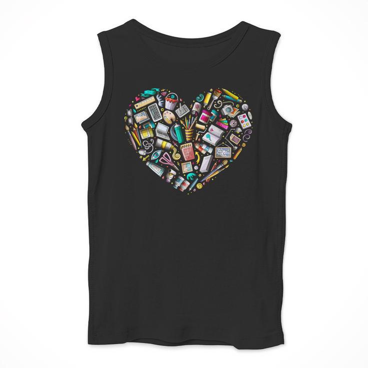 Heart Shape Art Teacher And Painting Sketching Artist Men Tank Top, funny design Heart Shape Art Teacher And Painting Sketching Artist Men Tank Top, funny design