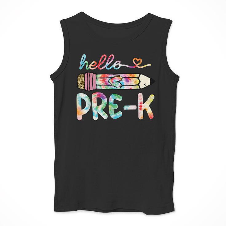 Hello Pre-K Pencil Teacher Student Tie Dye Men Tank Top, funny design Hello Pre-K Pencil Teacher Student Tie Dye Men Tank Top, funny design