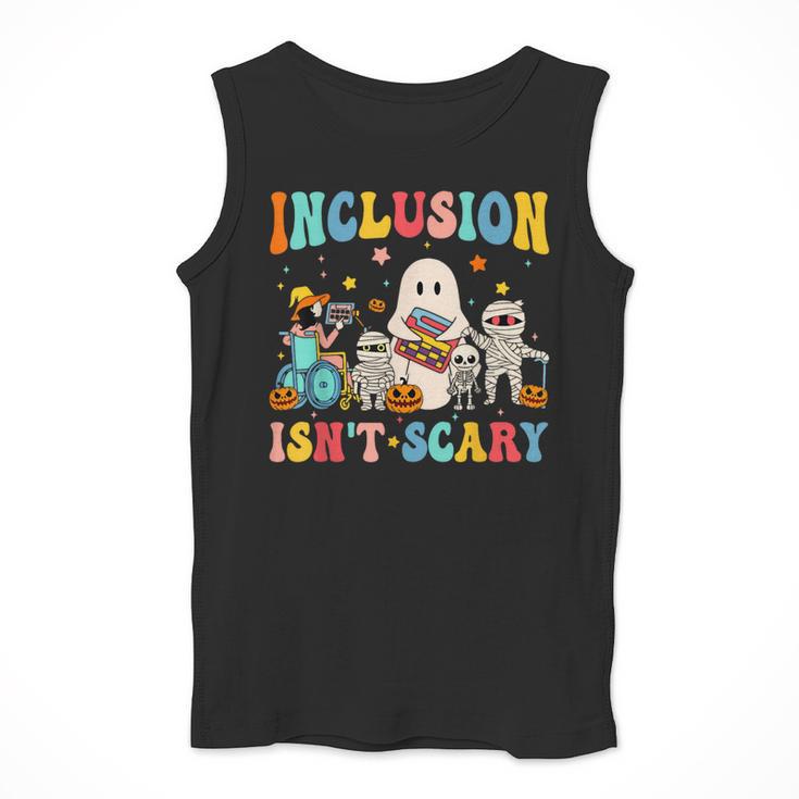 Inclusion Isn't Scary SLP Halloween Sped Teacher Therapy Men Tank Top, funny design
