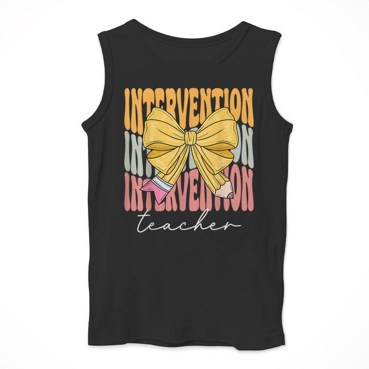 Interventionist Teacher Groovy Coquette Bow Back To School Men Tank Top, Groovy Teacher Gifts, funny design Interventionist Teacher Groovy Coquette Bow Back To School Men Tank Top, Groovy Teacher Gifts, funny design