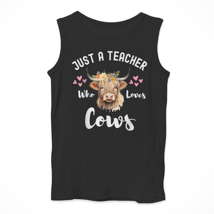 Just A Teacher Who Loves Cows Shirt Cute Highland Cow Men Tank Top, funny design