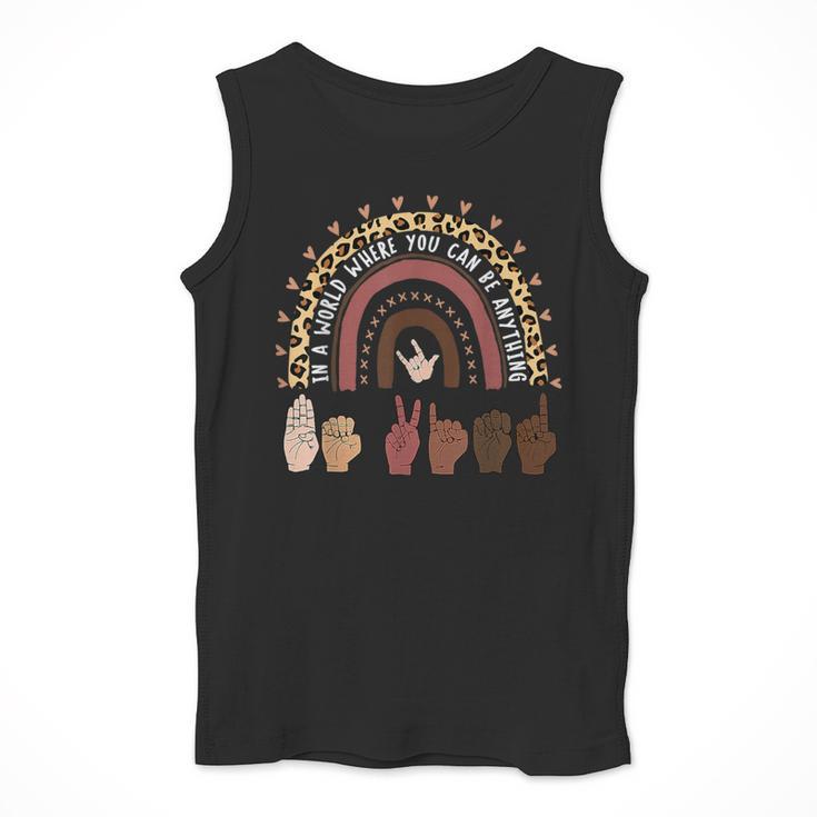 Be Kind Hand-Talking Teacher Artist ASL Men Tank Top, funny design
