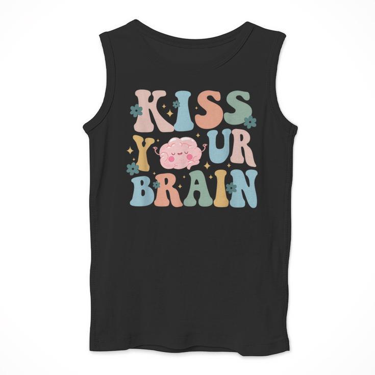 Kiss Your Brain Teacher Inspire Educate Groovy Retro Vintage Men Tank Top, Groovy Teacher Gifts, funny design