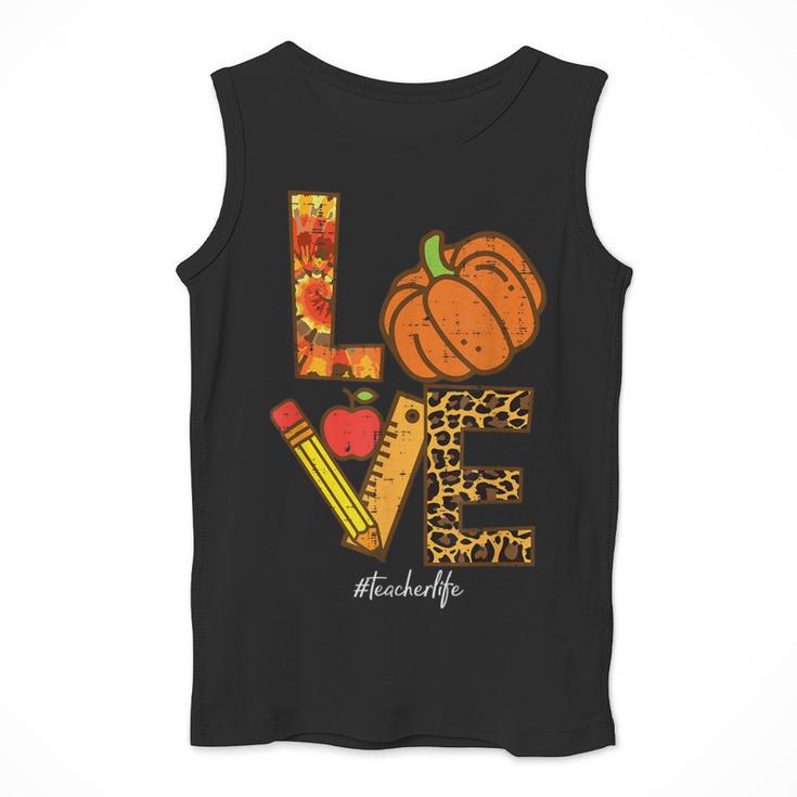 Leopard Pumpkin Love Teacher Life Thanksgiving Fall Women Men Tank Top, funny design