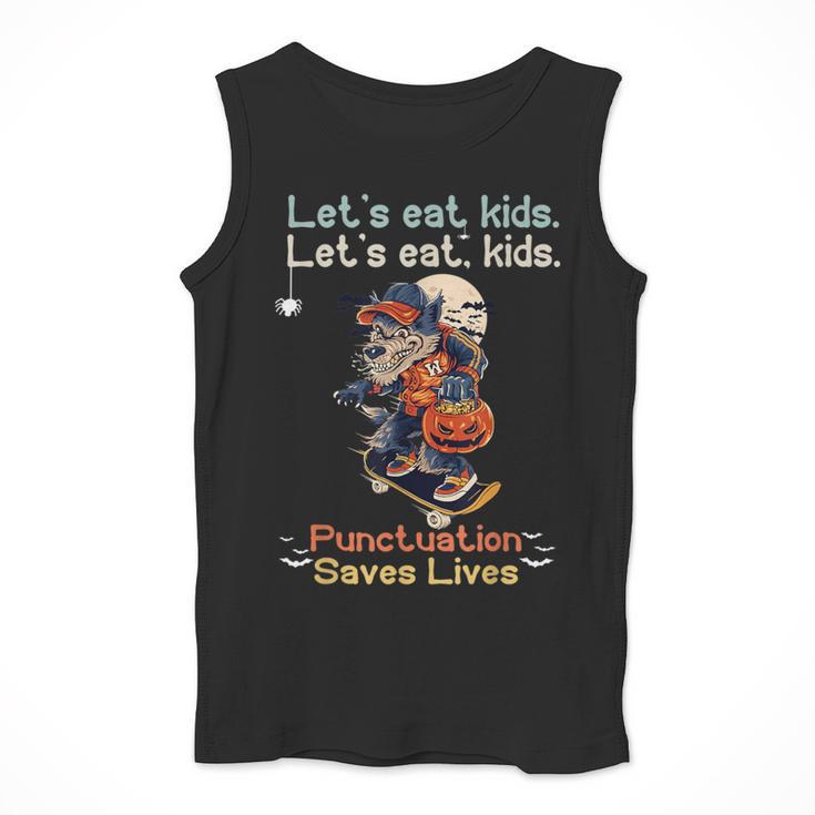 Let's Eat Kids Grammar Werewolf Halloween Teacher Men Tank Top, funny design Let's Eat Kids Grammar Werewolf Halloween Teacher Men Tank Top, funny design
