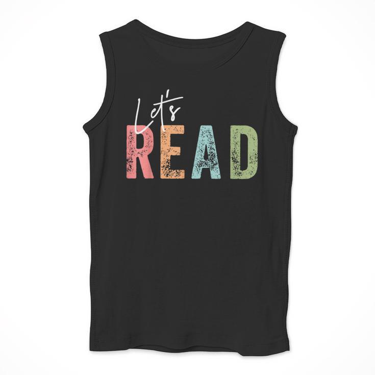 Let's Read Book Nerd Reading Book Lover Librarian Teacher Men Tank Top, funny design
