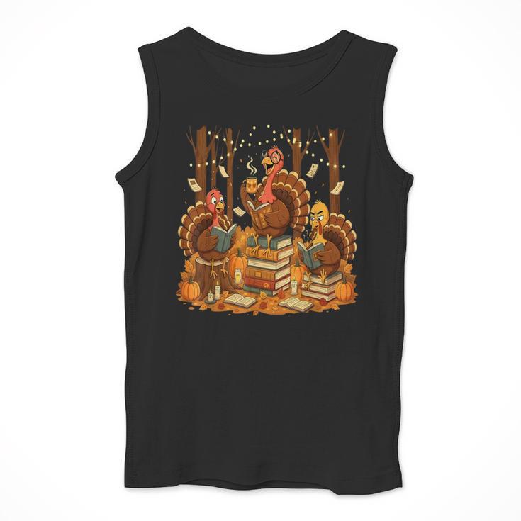 Librarian Turkey Reading Book Fall Thanksgiving Teacher Men Tank Top, funny design Librarian Turkey Reading Book Fall Thanksgiving Teacher Men Tank Top, funny design