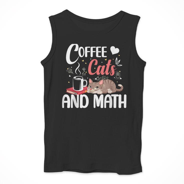 I Love Math Cats And Coffee Heart Mathematics Teacher Men Tank Top, funny design