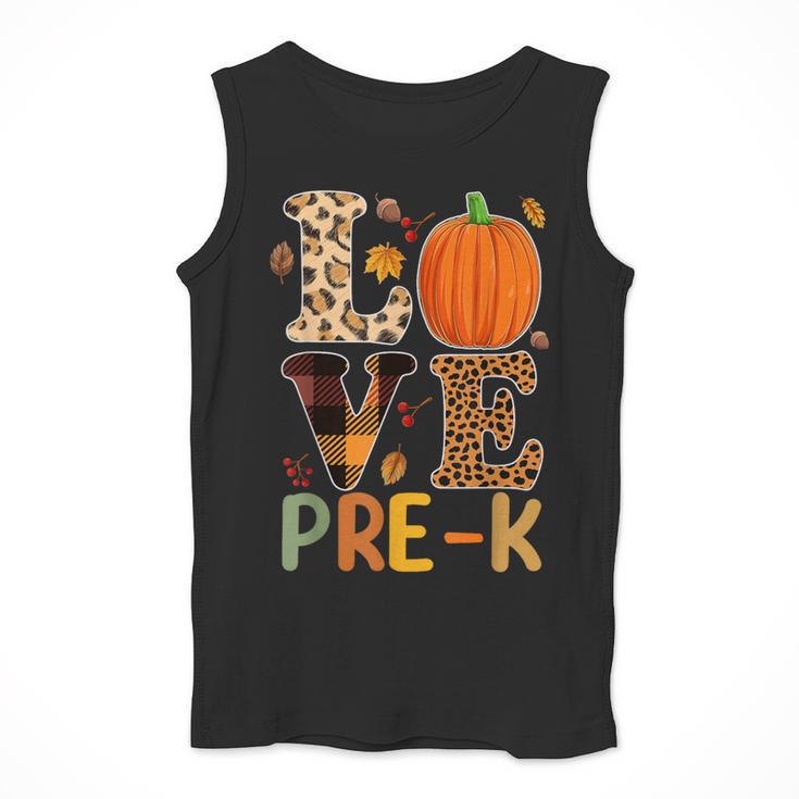 Love Pre-k Teacher Shirts Autumn Fall Pumpkin Fall Leopard Men Tank Top, funny design