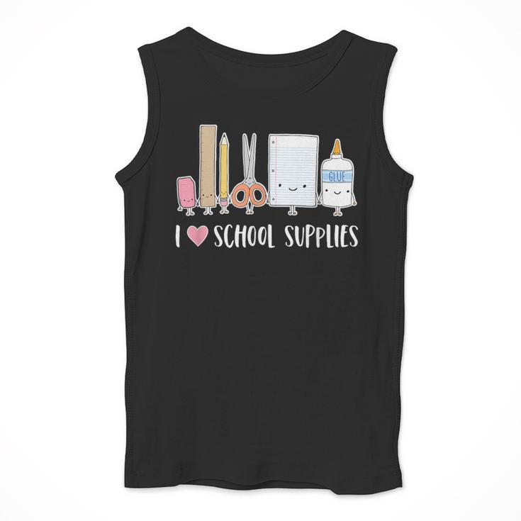 I Love School Supplies Teacher Shirt Men Tank Top, funny design