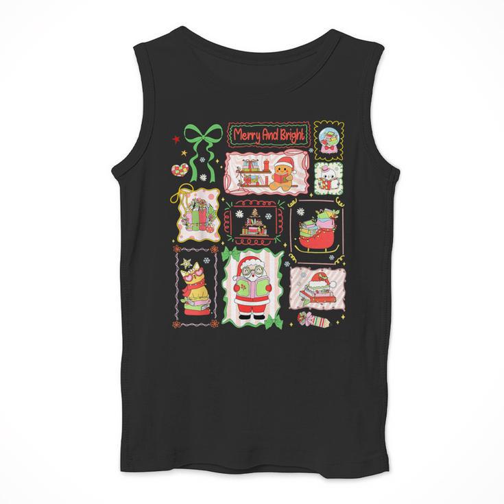 Merry And Bright Christmas Gingerbread Santa Book Teacher Men Tank Top, funny design Merry And Bright Christmas Gingerbread Santa Book Teacher Men Tank Top, funny design