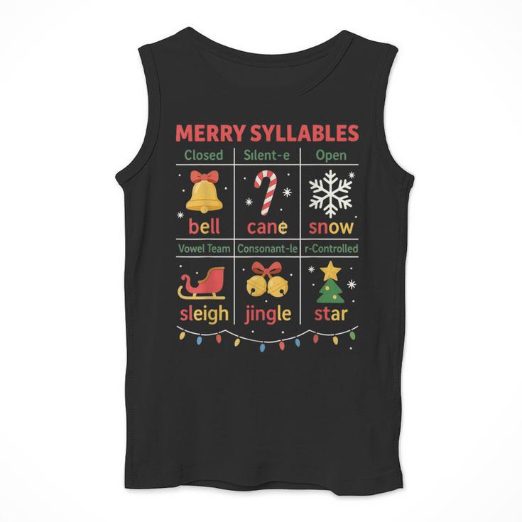 Merry Syllables Teacher Christmas Educational Kids Men Tank Top, funny design Merry Syllables Teacher Christmas Educational Kids Men Tank Top, funny design
