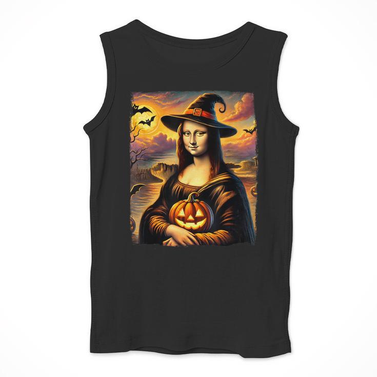 Mona Lisa Pumpkin Halloween Art Teacher Witchy Women Kids Men Tank Top, funny design