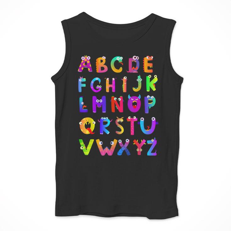 Monster ABC Cute Alphabet Halloween Teacher Costume Kids Men Tank Top, funny design