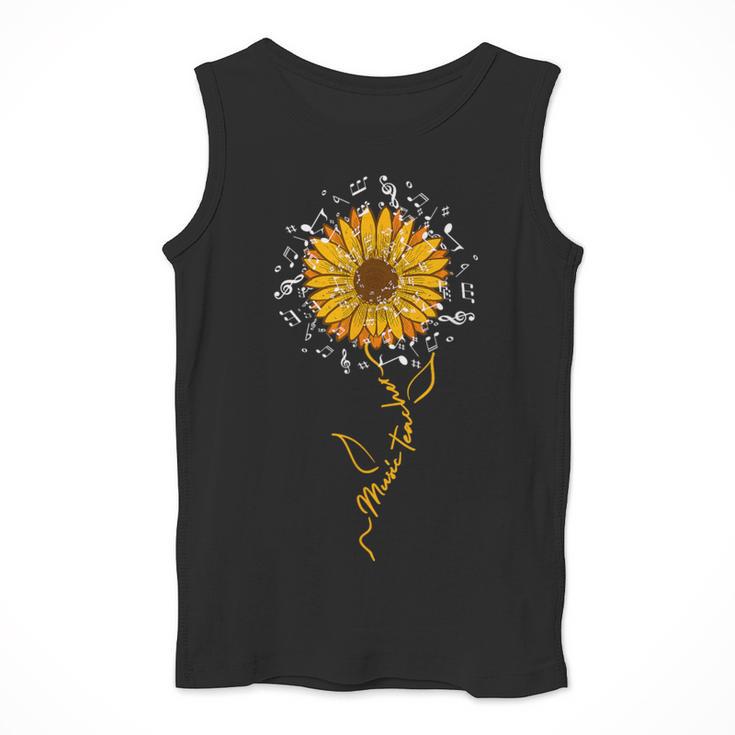 Music Teacher Shirt Sunflower Music Notes Musician Singer Men Tank Top, funny design