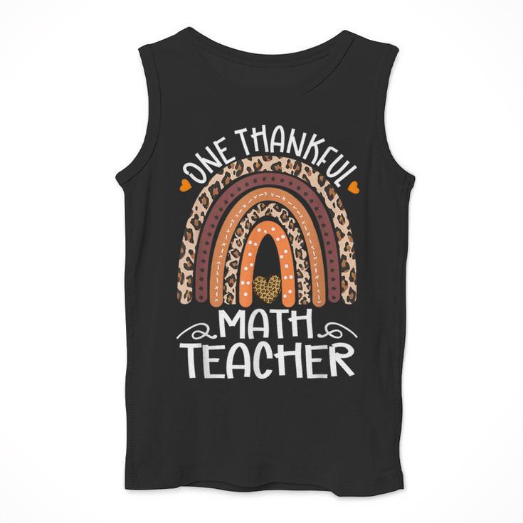 One Thankful Math Teacher Leopard Rainbow Thanksgiving Men Tank Top, funny design