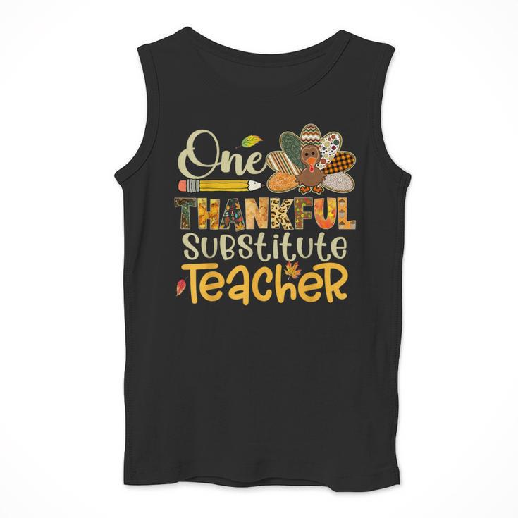 One Thankful Substitute Teacher Turkey Leopard Thanksgiving For Men Women Men Tank Top, funny design