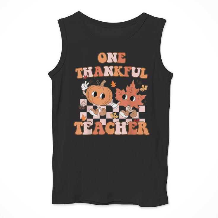 One Thankful Teacher Fall Leaves Thanksgiving Retro Men Tank Top, funny design