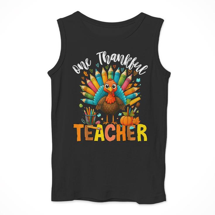 One Thankful Teacher Thanksgiving Turkey Cute Crayon Pencil Men Tank Top, funny design One Thankful Teacher Thanksgiving Turkey Cute Crayon Pencil Men Tank Top, funny design