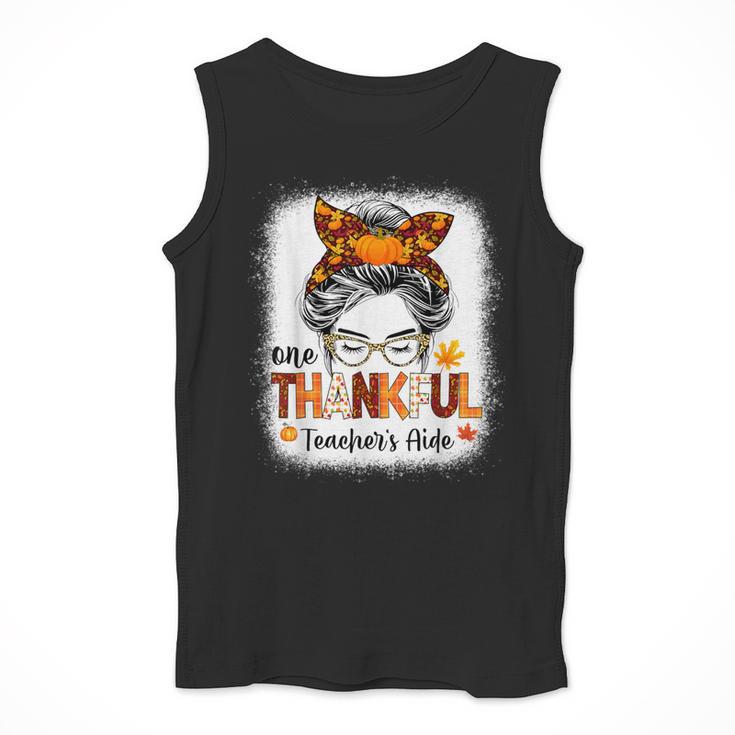 One Thankful Teacher's Aide Messy Bun Thanksgiving Fall Men Tank Top, funny design One Thankful Teacher's Aide Messy Bun Thanksgiving Fall Men Tank Top, funny design
