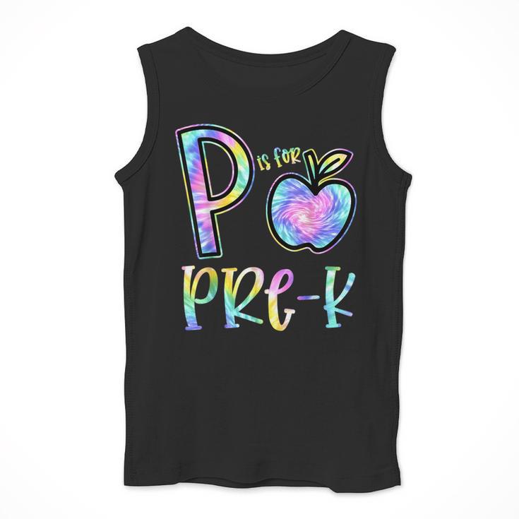 P Is For Pre-K Preschool Teacher Tie Dye Back To School Men Tank Top, funny design P Is For Pre-K Preschool Teacher Tie Dye Back To School Men Tank Top, funny design