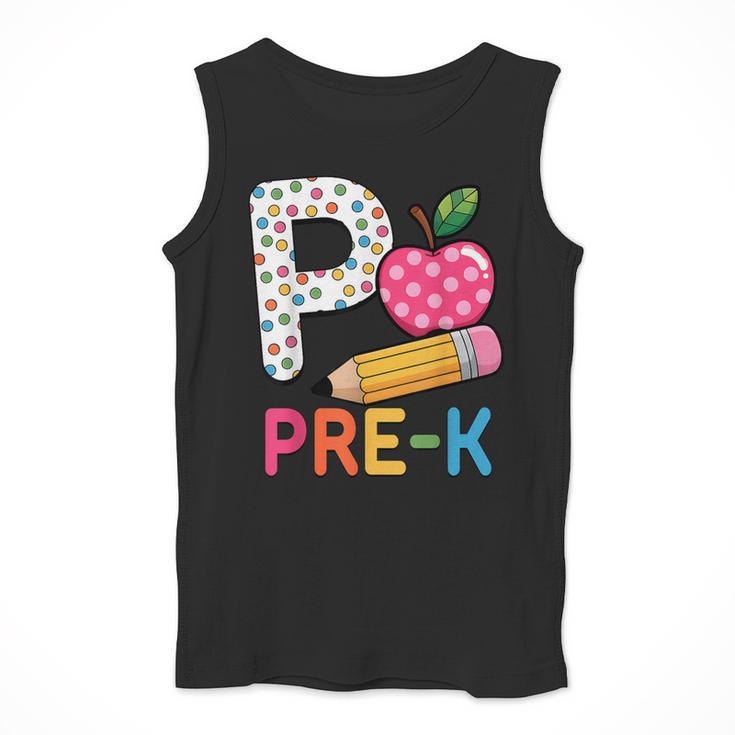 P Is For Pre K Teacher Student Pencil Apple Back To School Men Tank Top, funny design P Is For Pre K Teacher Student Pencil Apple Back To School Men Tank Top, funny design