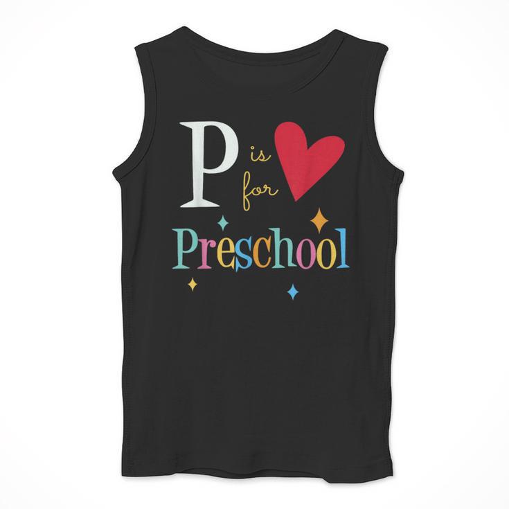 P Is For Preschool Teacher Student Back To School Men Tank Top, funny design P Is For Preschool Teacher Student Back To School Men Tank Top, funny design