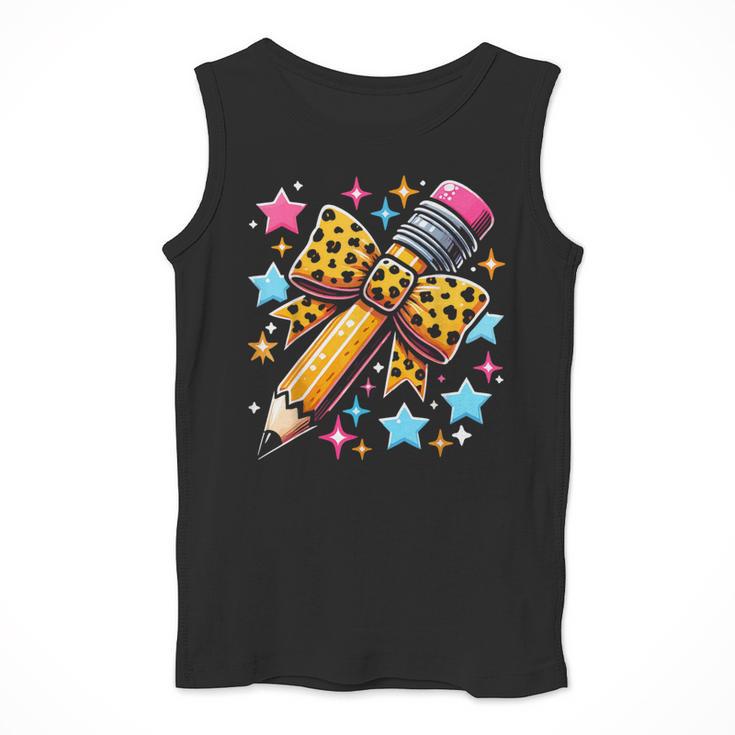 Pencil Leopard Coquette Bow Teacher Life Back To School Men Tank Top, funny design Pencil Leopard Coquette Bow Teacher Life Back To School Men Tank Top, funny design